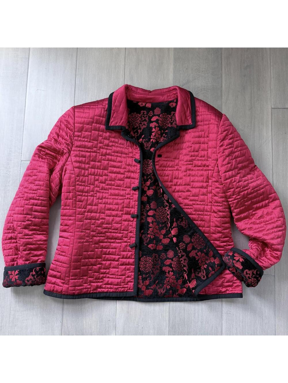 Vintage Carlisle Reversible Silk | Rayon Quilted Jacket Size 12 - Picture 6 of 9